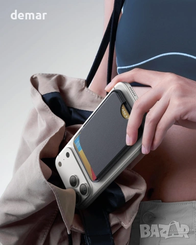 MagSafe портфейл за 5 карти със стойка, RFID блокиране, черен, снимка 7 - Аксесоари за Apple - 54048167