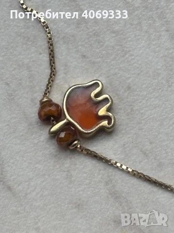 Златна гривна с висулка слончета 2.5гр 14 карата, снимка 4 - Гривни - 54172353