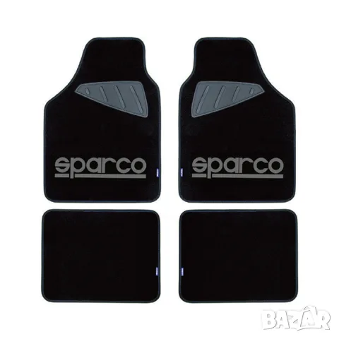 Универсални мокетни стелки Sparco 4 части черни със сиво лого
