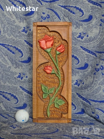 Дърворезбовано пано "Роза", снимка 2 - Декорация за дома - 54279195