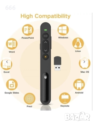 Безжичен презентатор с лазерна показалка, снимка 7 - Друга електроника - 51451144