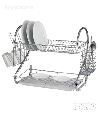 🧼 Сушилник за съдове – 2-етажен с отцедник Digital One SP01118, Поставка за прибори и чаши, Устойчи, снимка 3 - Аксесоари за кухня - 50990095