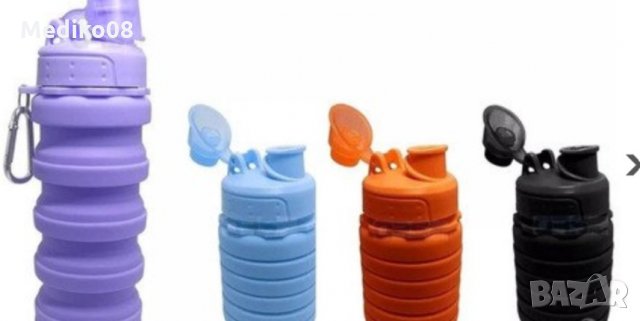 Сгъваема бутилка за многократна употреба 600мл, снимка 8 - Спортна екипировка - 29806357