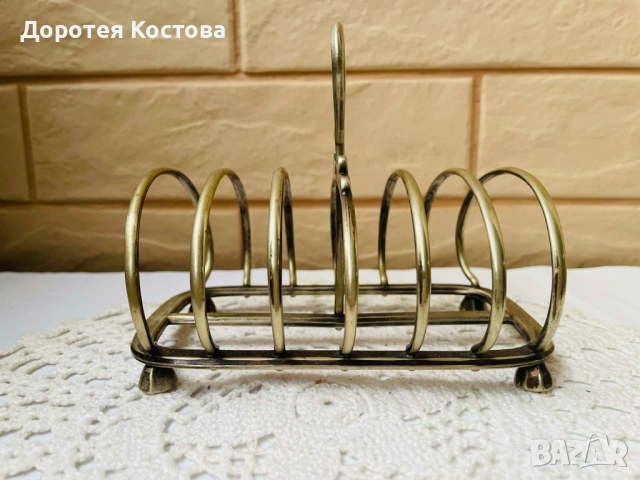 Красива посребрена поставка за 6 филийки от Англия, снимка 2 - Антикварни и старинни предмети - 53291174