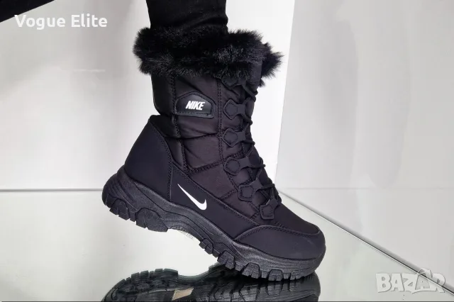 Дамски зимни боти с пух Nike черни , снимка 2 - Дамски боти - 56138668