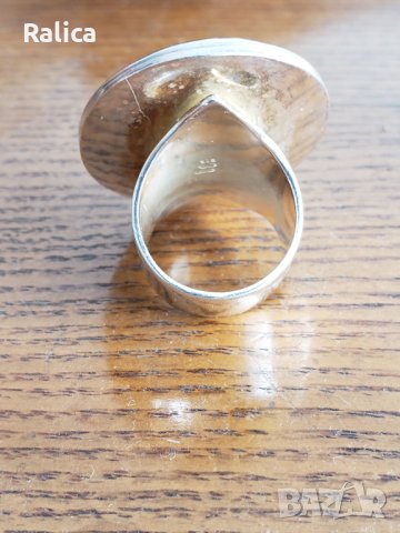 Масивен пръстен с естествен махагонов обсидиан, снимка 6 - Пръстени - 42212876