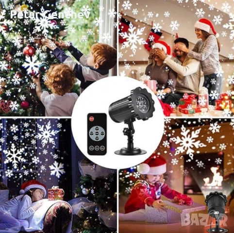 Водоустойчив LED проектор Снежинка за прожектиране на сняг, снимка 7 - Декорация за дома - 52551570