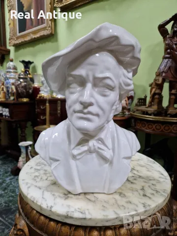 Голям антикварен колекционерски порцеланов бюст фигура статуетка , снимка 2 - Статуетки - 50153925