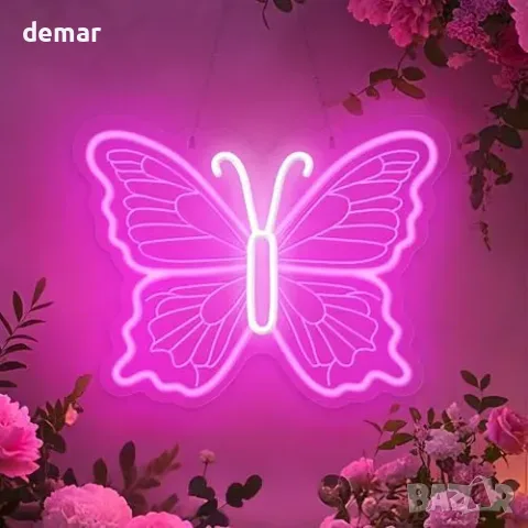 LED неонова пеперуда с USB захранване и регулируема яркост, снимка 3 - Други стоки за дома - 56228534