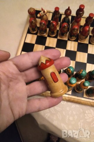 Рядък дървен шах матрьошки РЪЧНА ИЗРАБОТКА, снимка 7 - Шах и табла - 31641822