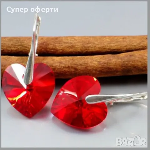 Обеци с кристал Сърце, снимка 2 - Обеци - 48629310