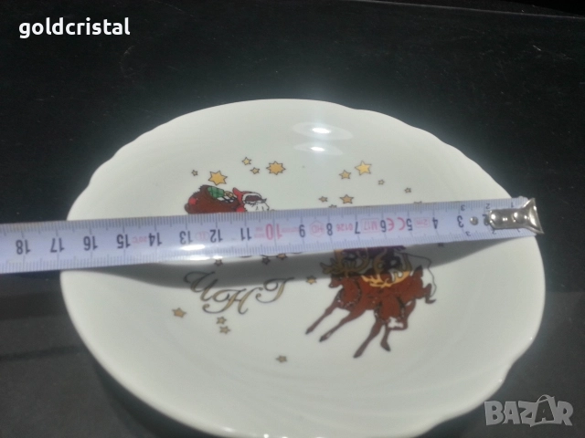 Стар български порцелан чиния коледа дядо мраз , снимка 2 - Антикварни и старинни предмети - 52744234