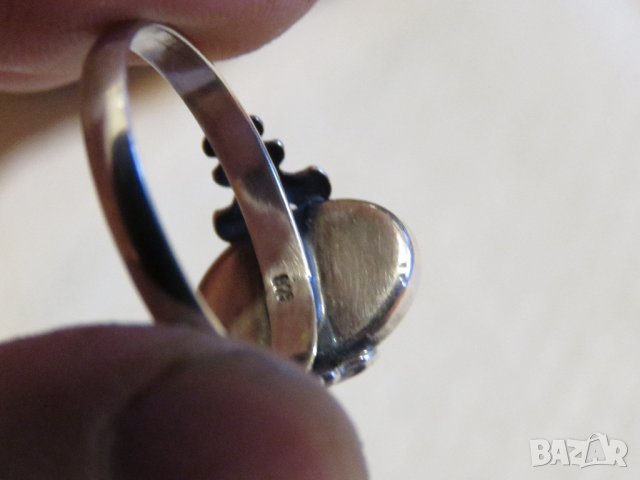Стар красив дамски сребърен пръстен кехлибар  - за успокоение, сила защита, снимка 5 - Пръстени - 29932372