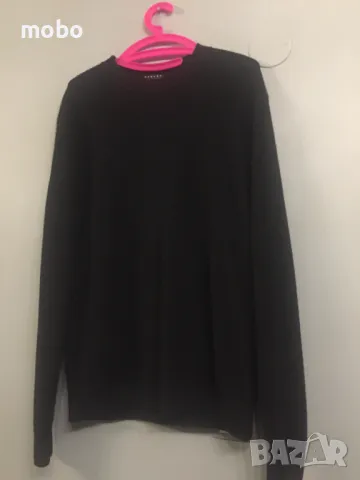Вълнен италиански пуловер,марка SISLEY, размер„ L „, черен,с дълъг ръкав, обло деколте, зимен, снимка 2 - Пуловери - 49544308