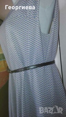 Еластична, плътна рокля в синьо и сиво, голям размер👗🍀2XL👗🍀арт.1054, снимка 2 - Рокли - 29660729