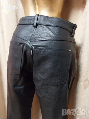 44 Черен кожен панталон/ моторджийски/от естествена кожа , снимка 7 - Панталони - 49341079