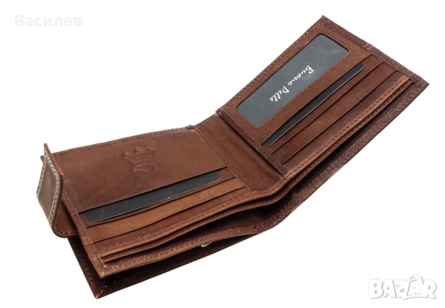 Buono Pelle оригинален мъжки портфейл портмоне естествена кожа нос Англия, снимка 7 - Портфейли, портмонета - 54056746