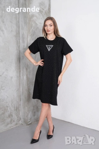 🎯Разпродажба Рокля Guess Лого Бродерия с Блестящи Камъчета