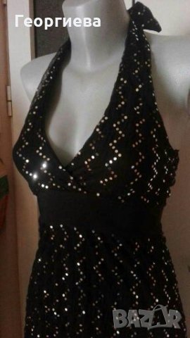 Луксозна черна рокля, на сребристи точки👗🌹 XS,S, S/M👗🌹арт.593, снимка 2 - Рокли - 29598055