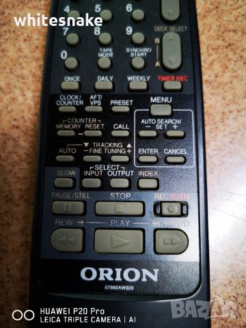 Orion RC-07660AW020 Original Remote for VHS Recorder, Dual Deck, дистанционно за двукасетно видео , снимка 3 - Плейъри, домашно кино, прожектори - 31351919