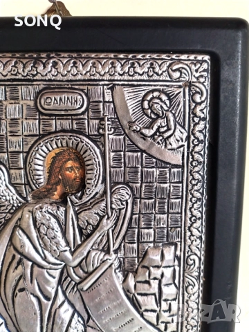 Страхотна Посребрена Икона - Йоан Кръстител, снимка 3 - Икони - 52125220