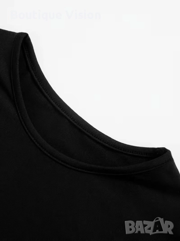 Ново! Стилна черна къса блузка, наличен размер S. , снимка 5 - Блузи с дълъг ръкав и пуловери - 52773973