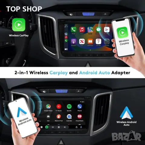 Безжичен адаптер GOQELK Carplay 2024, 2 в 1 Android Auto безжичен адаптер Carplay и Android Auto, снимка 7 - Аксесоари и консумативи - 49937587