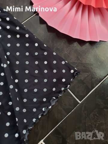 Черна пола на бели точки, снимка 2 - Поли - 30249809