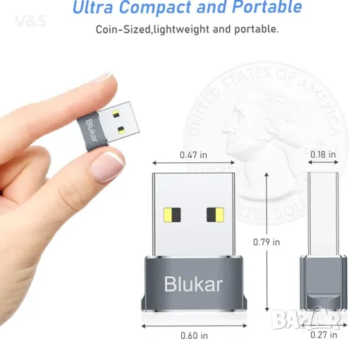 Blukar USB C адаптер от женски към мъжки, [опаковка от 3]  , снимка 7 - USB Flash памети - 47841473