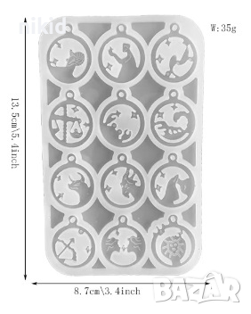 Зодии Хороскоп силиконов молд форма за украса торта фондан шоколад гипс смола бижу, снимка 2 - Форми - 44751987