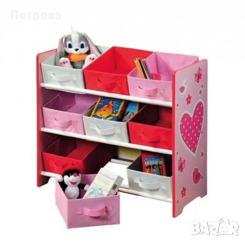 Етажерка за детски играчки-66х59,5х30/детска етажерка с текстилни кутии, снимка 4 - Мебели за детската стая - 35334414