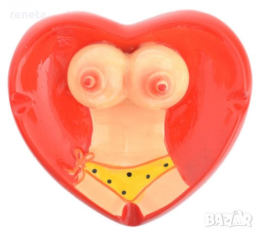 Пепелник сърце, Женско тяло, Керамичен, снимка 2 - Български сувенири - 37146171