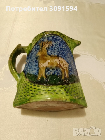МНОГО РЯДКА СТАРА КЕРАМИЧНА КАНА С ФИГУРА ПОДПИСАНА, снимка 7 - Антикварни и старинни предмети - 51830961