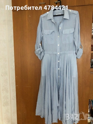 Спортна синя рокля от лек плат