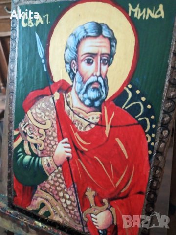 Икона на св. Мина, снимка 5 - Икони - 42152225