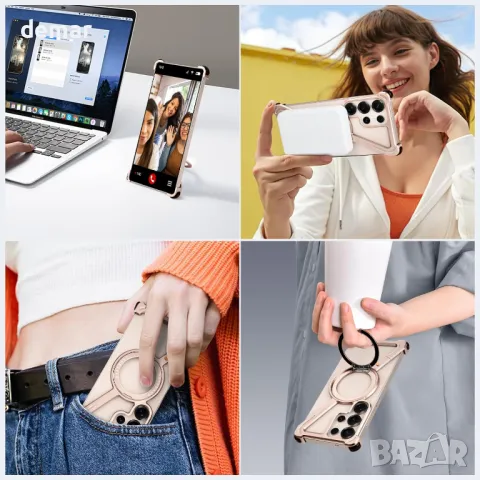 Минималистичен калъф за телефон Samsung Galaxy S25 Ultra, въртяща се на 360° стойка, снимка 7 - Калъфи, кейсове - 49992257