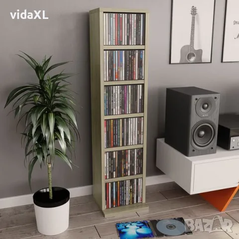 vidaXL Етажерка за дискове, сонома дъб, 21x20x88 см, инженерно дърво(SKU: 800354), снимка 2 - Етажерки - 56135591