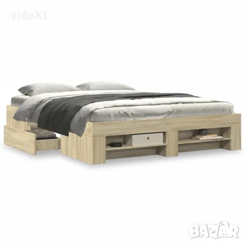 vidaXL Рамка за легло без матрак сонома дъб 160x200 см инженерно дърво, снимка 4 - Спални и легла - 56146900