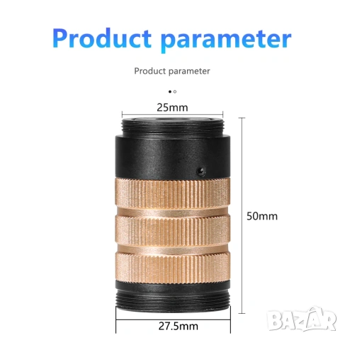 Обектив ZONGMAI C-Mount 10-100X за дигитална камера микроскоп, снимка 2 - Обективи и филтри - 54000186