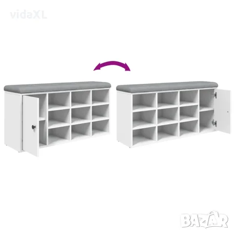 vidaXL Пейка за обувки, бяла, 102x32x50 см, инженерно дърво, снимка 9 - Маси - 56148127