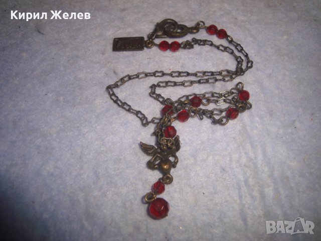 PILGRIM МАРКОВО СКЪПОЦЕННО БРОНЗОВО АРТ ДЕКО КОЛИЕ с ФАСЕТИРАН ГРАНАТ и ФИГУРАЛЕН МЕДАЛЬОН ФЕЯ 27919, снимка 3 - Колиета, медальони, синджири - 37095076