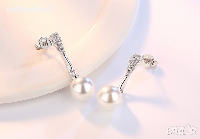 Сребърни обеци 925 - Перли Водопад Код: BX505, снимка 5 - Обеци - 33746301