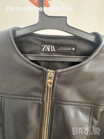 Дамско кожено яке ZARA - размер М, снимка 3 - Якета - 56440094