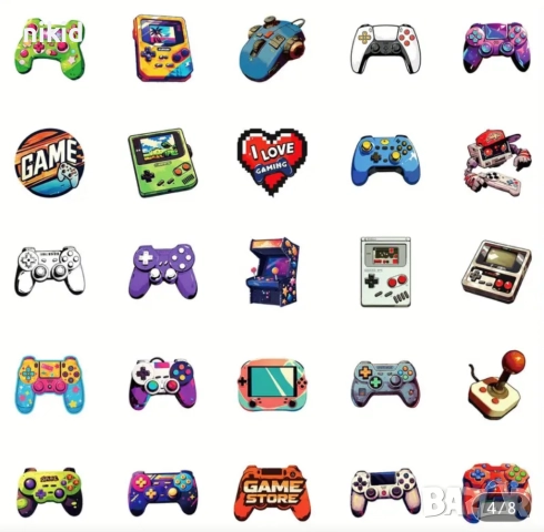 50 бр джойстик контролер конзола плейстейшън геймърски лепенки самозалепващи украса картонена торта, снимка 10 - Други - 46875184
