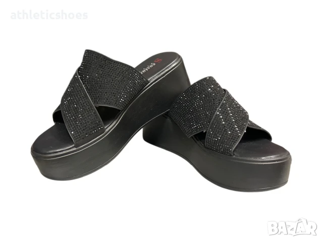 Дамски чехли на платформа с камъни, снимка 5 - Чехли - 50516502