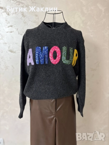 Дамски пуловер с надпис , снимка 2 - Блузи с дълъг ръкав и пуловери - 52746004