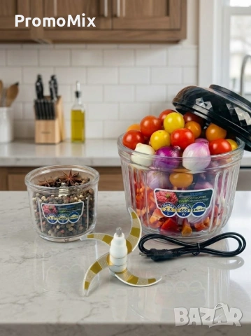 Кухненски уред 2в1 Nexser NS 0819 400W Чопър Мелничка Стъклена купа 2.5L 0.3L, снимка 2 - Кухненски роботи - 53888047