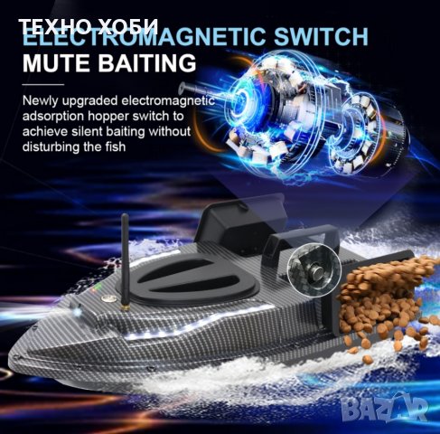 Лодка за захранка карбонова с 40 точков и автопилотGPS-V900,Сонар,зарядно за кола,допълнителни перки, снимка 17 - Такъми - 39737516