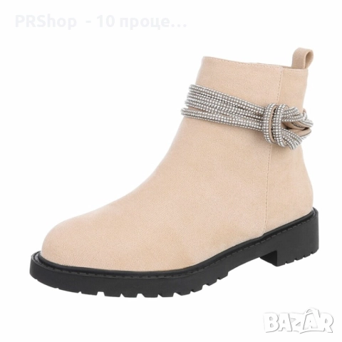 Дамски класически боти до глезена, велур, Черен/Каки/Бежов, снимка 8 - Дамски ботуши - 52024981