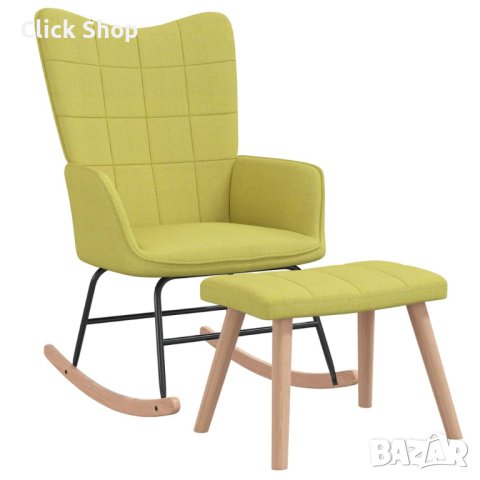 Люлеещ се стол с табуретка, зелен, плат, снимка 1 - Столове - 40305096